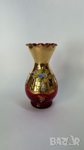 Кристална ваза Bohemia с позлата, снимка 1 - Вази - 46441291