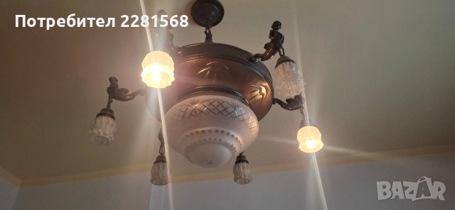 Старинен масивен полилей от мед, снимка 3 - Антикварни и старинни предмети - 54227670