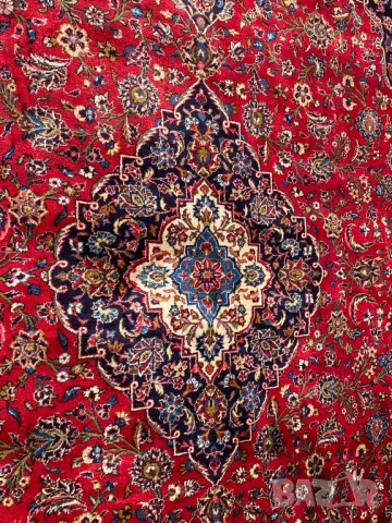 Огромен персийски килим Кашан 4х3м , снимка 4 - Килими - 50251429