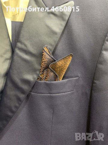 Стилен мъжки тъмносин официален костюм M-L/ 52 + РИЗА и АКСЕСОАРИ, снимка 6 - Костюми - 52947554