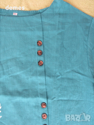 Дамска лилава блуза райе от тафта, размер XXL, снимка 4 - Туники - 53127057