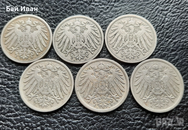 Стара монета/и 10 пфенига 1900,1901,1906,1907 и 1908 г. Германия , снимка 6 - Нумизматика и бонистика - 52396431