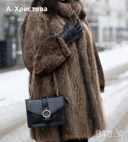 Бежово космато палто ЕСТЕСТВЕН косъм, снимка 3 - Палта, манта - 52979512