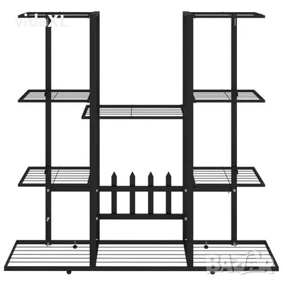 vidaXL Стойка за цветя, 94,5x25x89 см, черна, желязо（SKU:343119）, снимка 3 - Други - 48648012