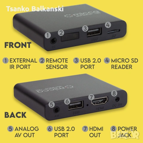 Micca Speck G3 Digital Media Player, снимка 3 - Плейъри, домашно кино, прожектори - 53394735