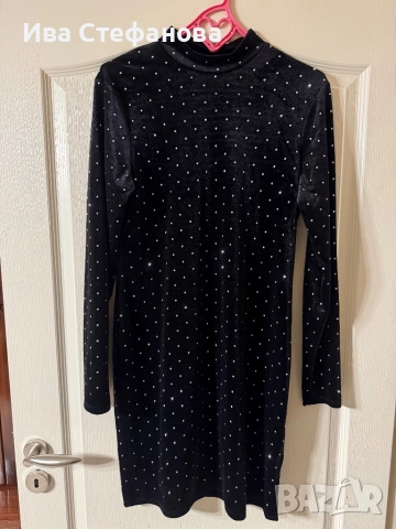 Нова разкошна парти бляскава коктейлна официална черна кадифе кадифена рокля, снимка 4 - Рокли - 52619447