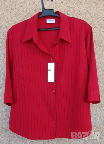 Дамска вталена риза вишнева с дискретни черни раета., снимка 2 - Ризи - 45952042