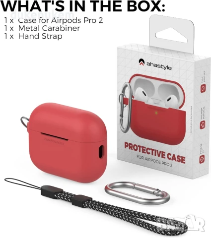 НОВ! Силиконов калъф за AirPods Pro 2, с карабинер и ръчна лента, снимка 2 - Слушалки и портативни колонки - 51091854