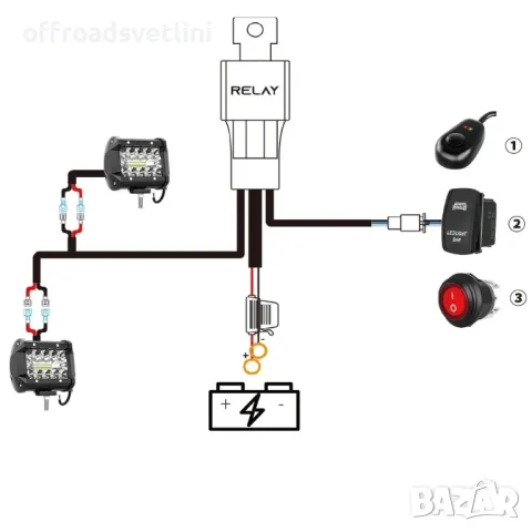 60W COMBO LED Фарове с Окабеляване Реле и Бутон Диодни Фарове с Кабели, снимка 5 - Аксесоари и консумативи - 47078400