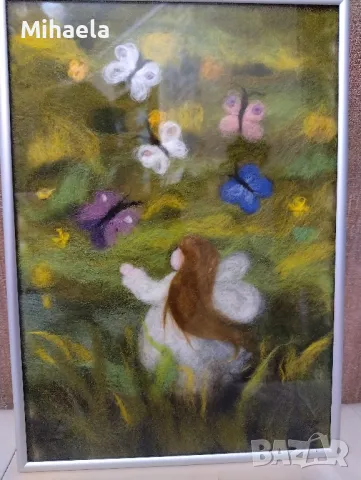 "Да хванеш пеперуда" - картина от вълна , снимка 4 - Картини - 49750347