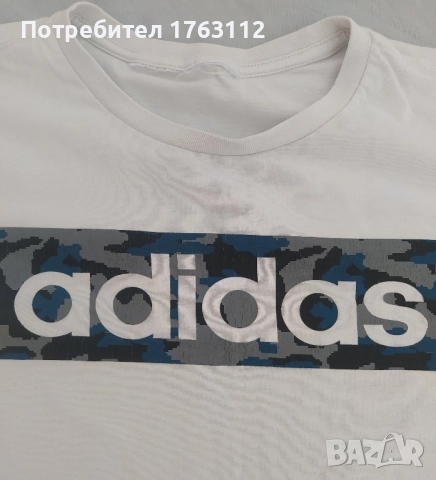 Adidas бял тениска за момче, възраст 10-11г, обличана веднъж, снимка 3 - Детски тениски и потници - 52442985