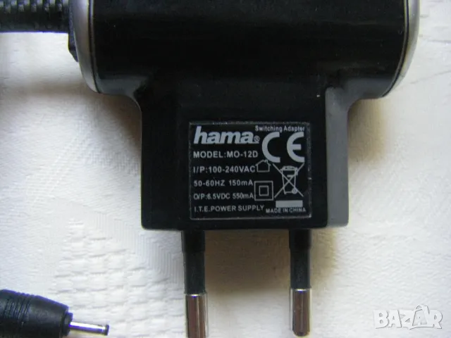 Адаптор HAMA MO-12D /АС 100V-240V/DC 6.5V, 550mA със светодиодна индикация и жак 2мм , снимка 3 - Друга електроника - 47387345