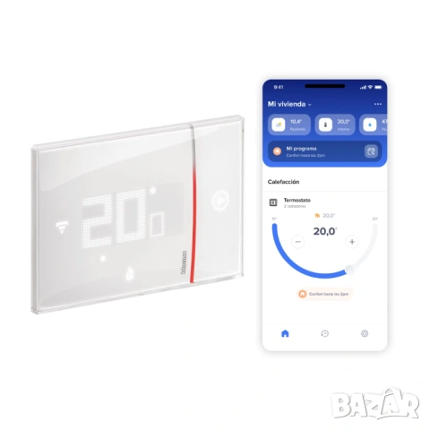 BTICINO смарт термостат, за вграждане, Wi-Fi, тъчскрийн, бял