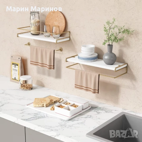 ZVZM бели плаващи рафтове, дървени, стенни, за съхранение - За баня и кухня, снимка 2 - Други стоки за дома - 53292823