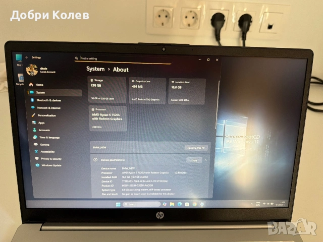 HP 15-fc0555ng, снимка 2 - Лаптопи за дома - 54109992