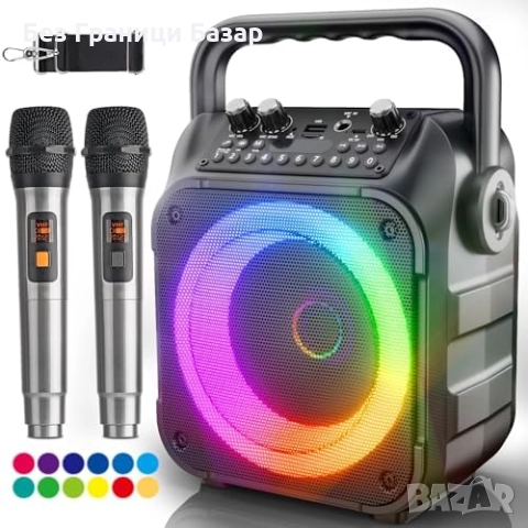 Нова Портативна караоке система 6.5'' субуфер + безжични микрофони, снимка 8 - Аудиосистеми - 52497211