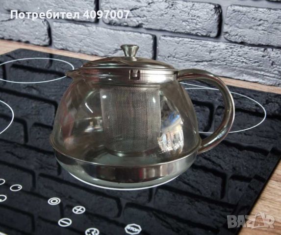 Стъклена кана за чай от неръждаема стомана с цедка за листа, снимка 7 - Аксесоари за кухня - 46396473