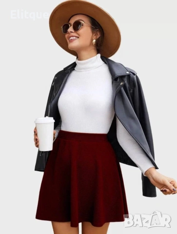 Дамска къса пола бордо, снимка 2 - Поли - 53192891