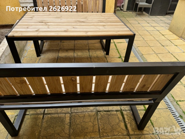 Маса с две пейки, снимка 3 - Градински мебели, декорация  - 54261834