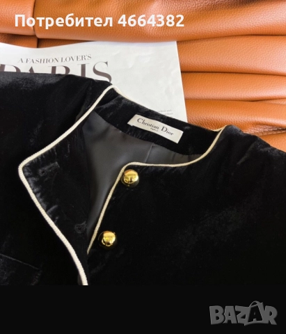 Черен блейзер от велур Christian Dior, снимка 6 - Сака - 52587587