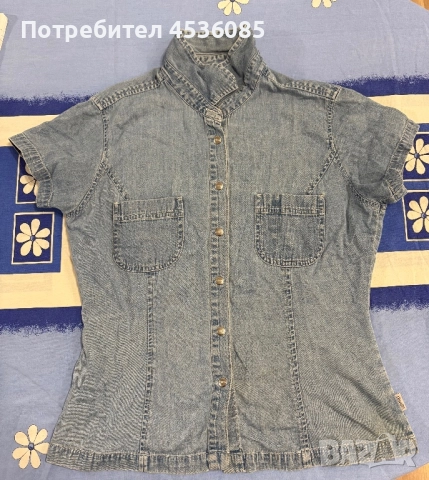 Дамска дънкова риза с къс ръкав и копчета на Espirit jeans 