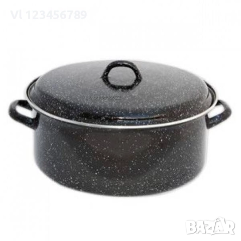 Тава емайлирана с капак метален кант 40см