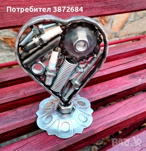 Сърце от рециклирани метални части , снимка 3 - Декорация за дома - 53105347
