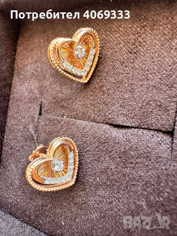 Чисто нови златни обеци с диаманти 