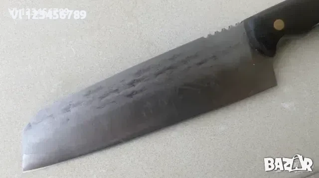 Широк кухненски нож / сатър 180х300 мм ръчно кован, снимка 3 - Ножове - 52240001