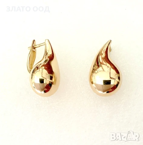 Златни обеци с топчета и Ботега, снимка 2 - Обеци - 50896009