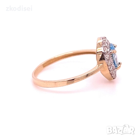 Златен дамски пръстен 1,77гр. размер:54 14кр. проба:585 модел:34392-4, снимка 2 - Пръстени - 51822237