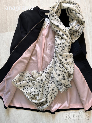 Нов черен тренчкот/пролетно палто и прекрасен шал Becksondergaard , снимка 8 - Палта, манта - 45069517