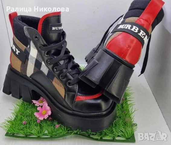 Дамски боти на платформа Burberry 36 номер , снимка 2 - Дамски боти - 52060093