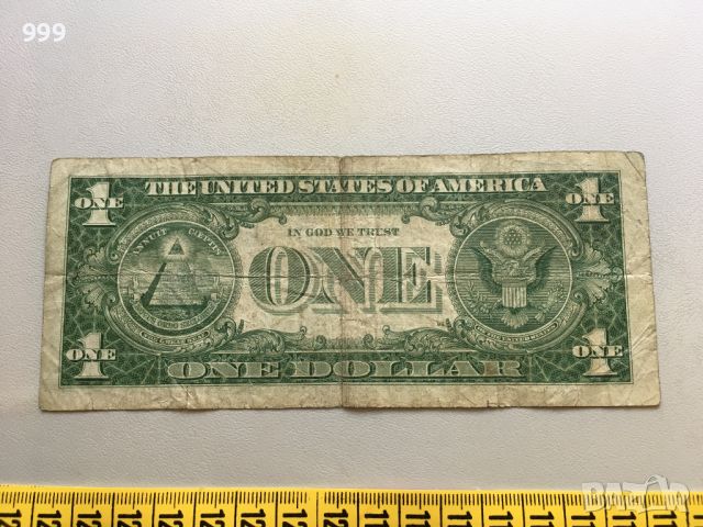 1 долар 1957 САЩ - Сребърен сертификат - Син печат, снимка 2 - Нумизматика и бонистика - 45101279