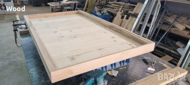 Премиум дървена накладка за маса 140x70 см — бор с дъбово покритие, снимка 7 - Маси - 53808478