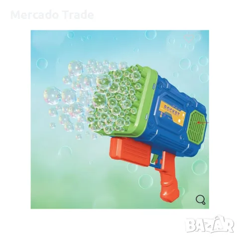 Базука за саунени балони Mercado Trade, Със светлини, Син-Зелен