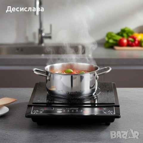 Индукционен котлон Cheffinger - 2000W, с дигитален дисплей, таймер и защита от прегряване, снимка 5 - Котлони - 53137447