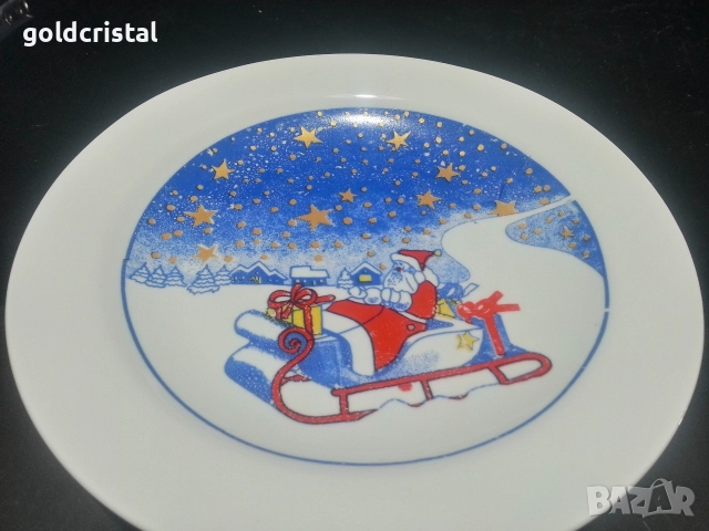 български порцелан чиния коледа нова година дядо мраз , снимка 3 - Антикварни и старинни предмети - 52778206