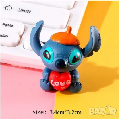 4 бр малки Стич Stitch фигурки пластмасови PVC за игра и украса торта топер фигурка, снимка 6 - Фигурки - 21168703