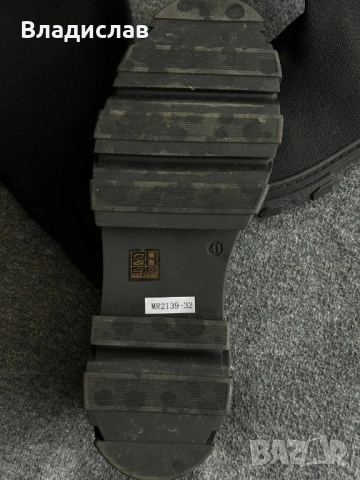 Черни дамски ботуши над коляното тип чорап на масивна подметка, снимка 2 - Дамски ботуши - 53401621