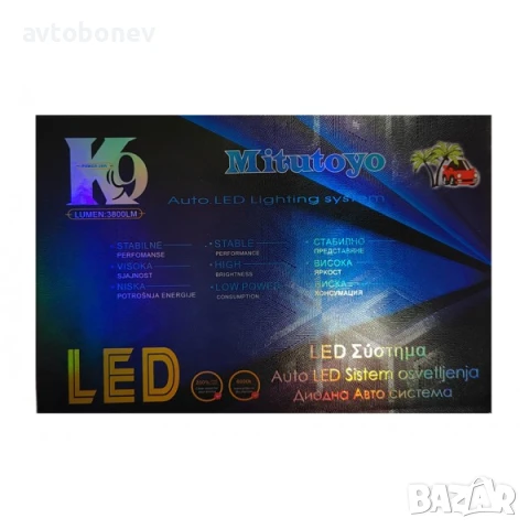 LED Крушки MITUTOYO K9 - H8/H11/H16 - 12-24V/36W, к-т/2бр/, снимка 2 - Аксесоари и консумативи - 50811413