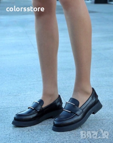 Равни обувки - черна ЕСТЕСТВЕНА кожа - 33105 