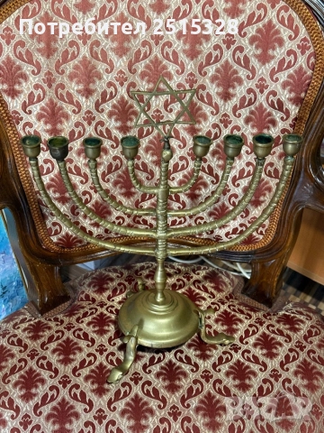 голям стар еврейски свещник ханукия, снимка 2 - Колекции - 52810695