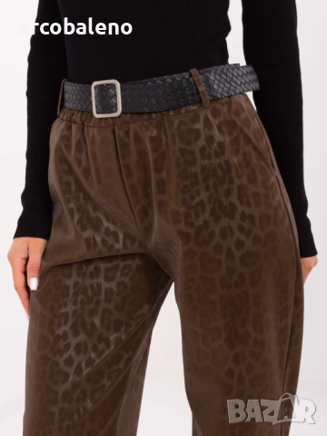 Дамски панталони от еко кожа с леопардов принт, 5цвята , снимка 4 - Панталони - 52369980