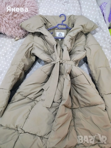 Дълго зимно дамско яке Цвят бежов, снимка 6 - Якета - 51857656