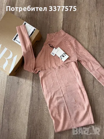 Zara нова рокля пепел от рози dusty rose , снимка 6 - Рокли - 47480896