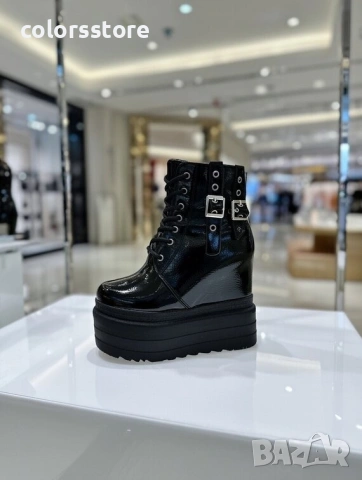 Боти на платформа - черен лак - BML50 , снимка 2 - Дамски боти - 53311209