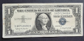 Банкнота 5 .  САЩ. Долар . 1 долар . Син печат . 1957 В  година.