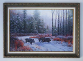 Диви прасета, зимен пейзаж, картина за ловци