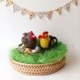 Петел и кокошка, ръчно плетени играчки за великденска декорация, снимка 1 - Декорация за дома - 45250220